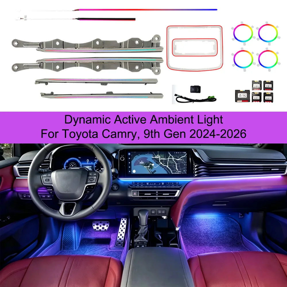 64‑Color Dynamic Active Ambient Light For Toyota Camry XV80 9h Generation 2025‑2026 Car Interior Atmosphere Lamp