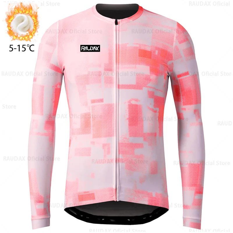 

RAUDAX Winter Thermal Fleece Cycling Jersey MTB Bike Outdoor Men's Bicycle Clothing Long Sleeve Shirt Maílllot Ciclismo Hombre