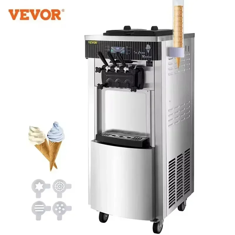 VEVOR Commercial Soft Ice Cream Machine 2200W  20-28L/H Ice Cream Maker Double 6L Hoppers Ice Cream Making Machine YKF-8228H