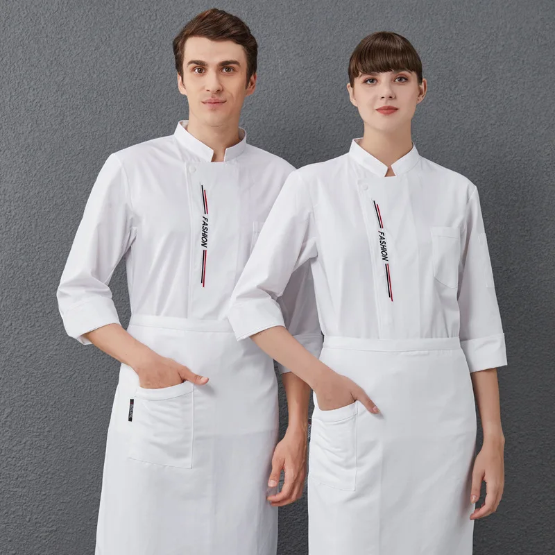 Dining Chef Overalls Long Women's Men's Autumn Hotel Restaurant Ding Room Rear Kitchen Clothes Short Sleeve