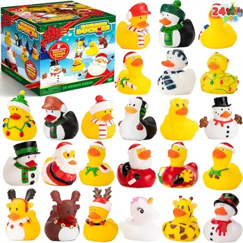 24 Pack Christmas Rubber Duck Bath Toys for Kids