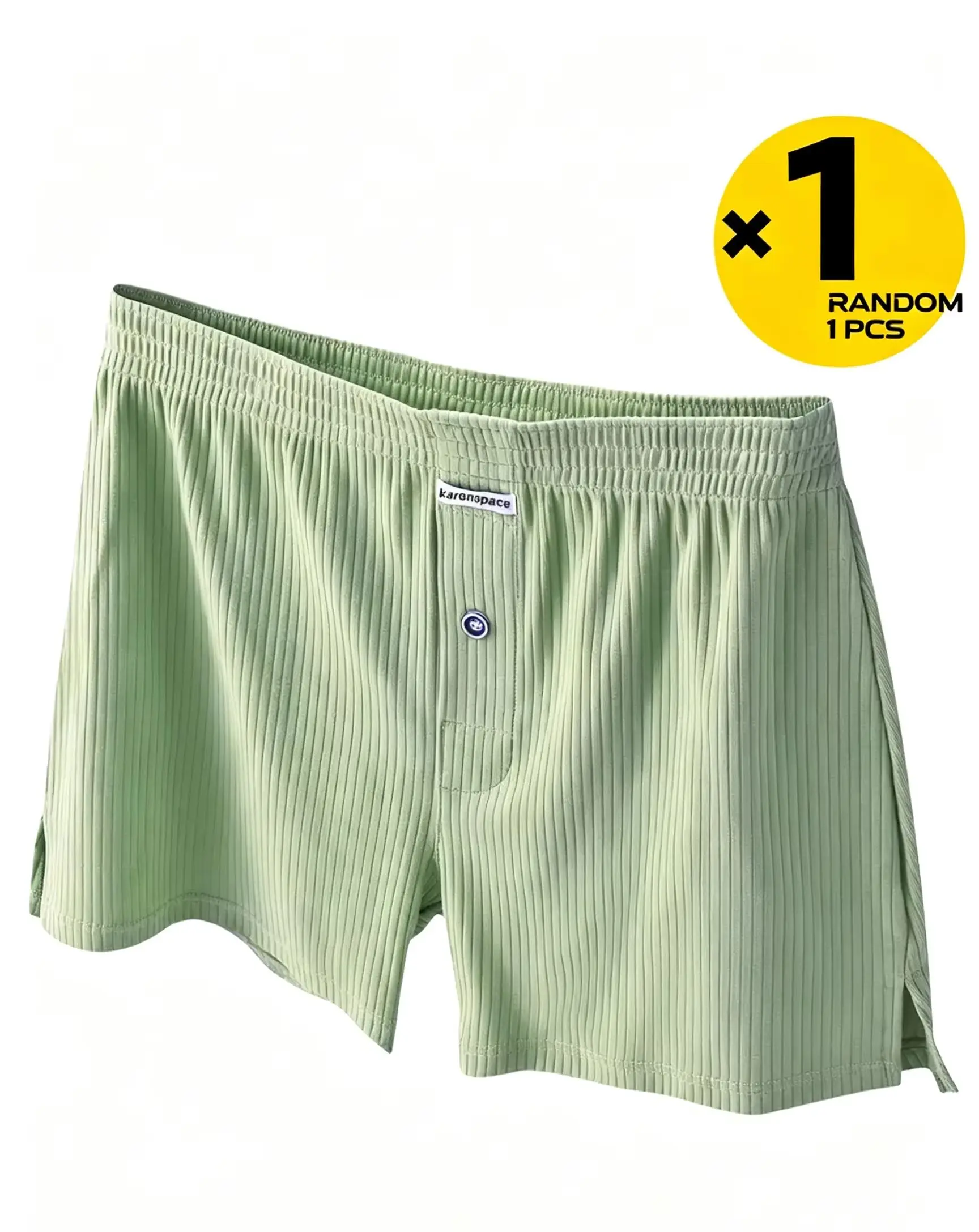 Men Ribbed Boxer Shorts, Loose Breathable Male Underpants, Elastic Comfort Waist Random 1 Pcs, Casual Home Sleeping for Men