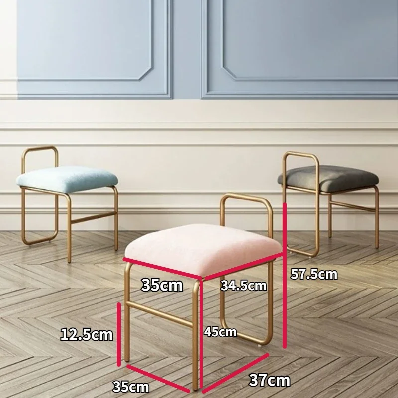 Nordic Dressing Stool Makeup Stool Modern Minimalist Makeup Chair Bedroom Small Stools Living Room Furniture Vanity Chairs Pink