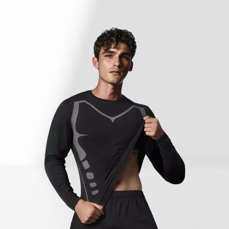 Men Compression Long Sleeve Top Basketball Training Fitness Shirt Running Workout Sports Outfit
