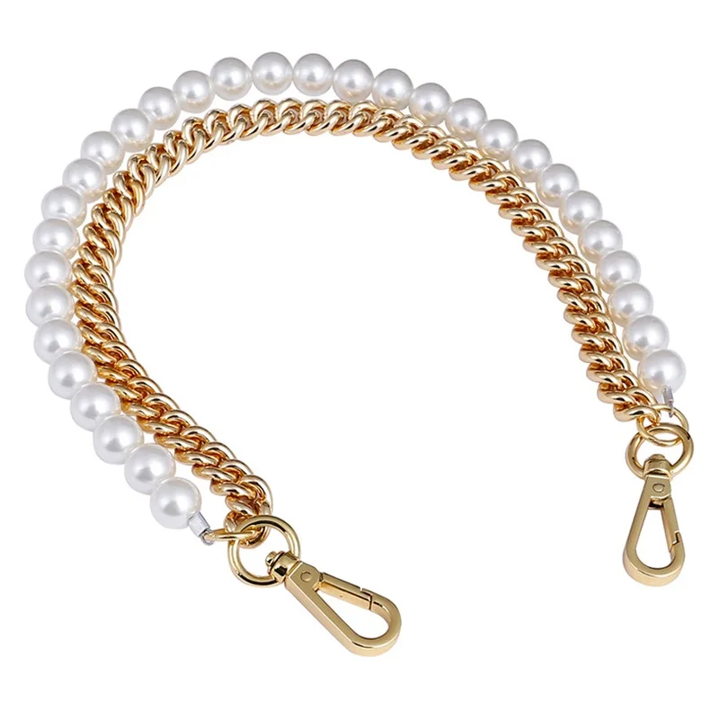 316L Stainless Steel Solid Metal and Pearl Bag Chain Bandage Strap Luxury Accessories Handles IP Gold Plated Silver Black DIY