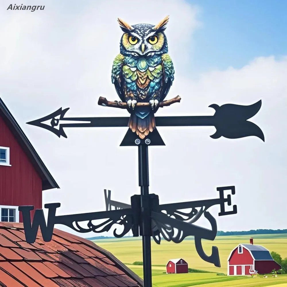 

New, Wind Direction Indicator Colorful Owl, Three-Dimensional Art, Outdoor Garden, Roof Decoration, Household Items, Logo