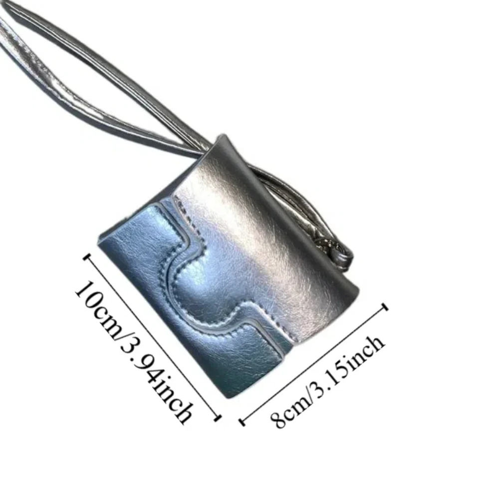 Multifunctional Small Square Wallet PU Leather Solid Color Halterneck Coin Purse Simple Durable Lipstick Storage Bag Outdoor