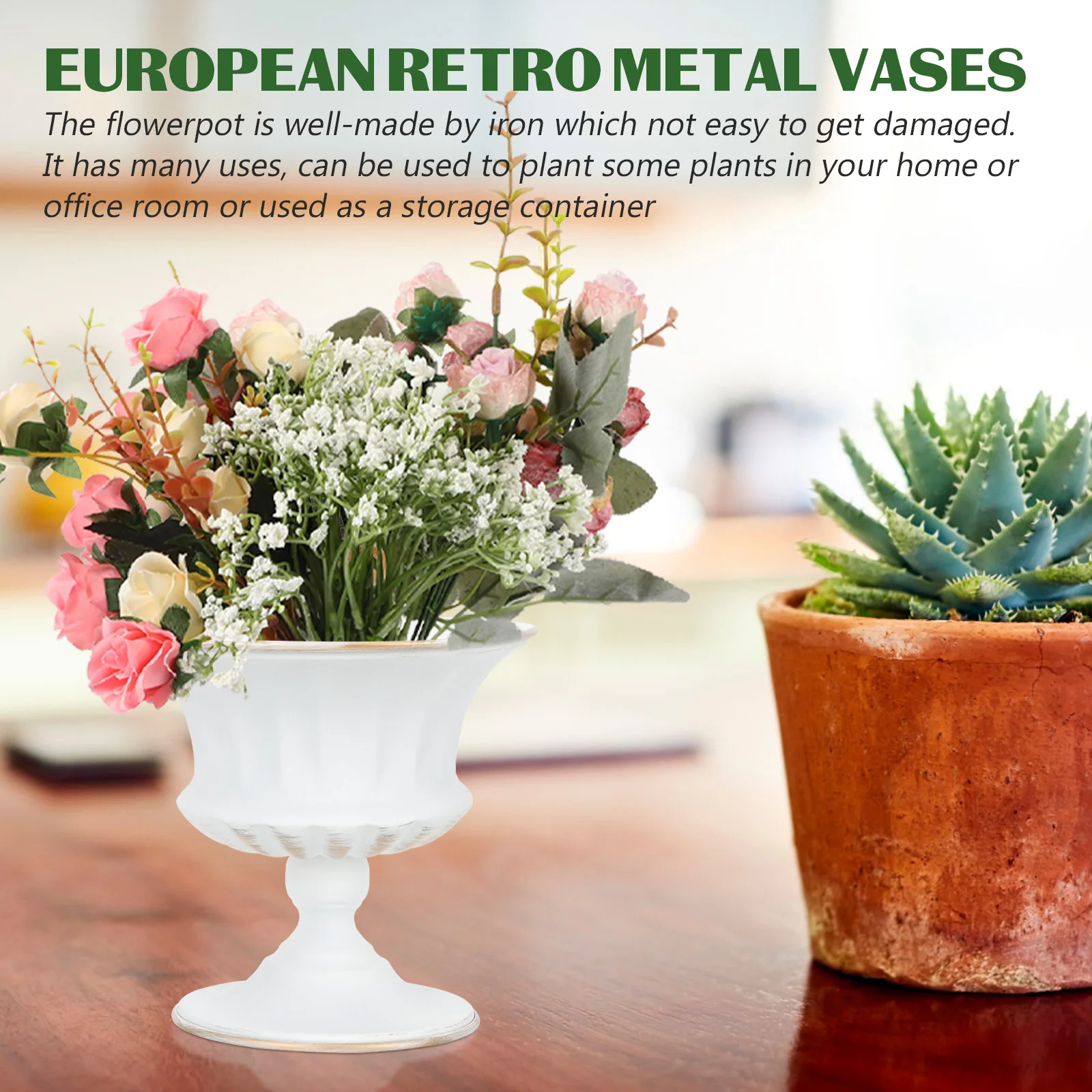 

Rustic Iron Flower Pot Creative Plant Container for Use European Style Home Decor Gifts RetroPots