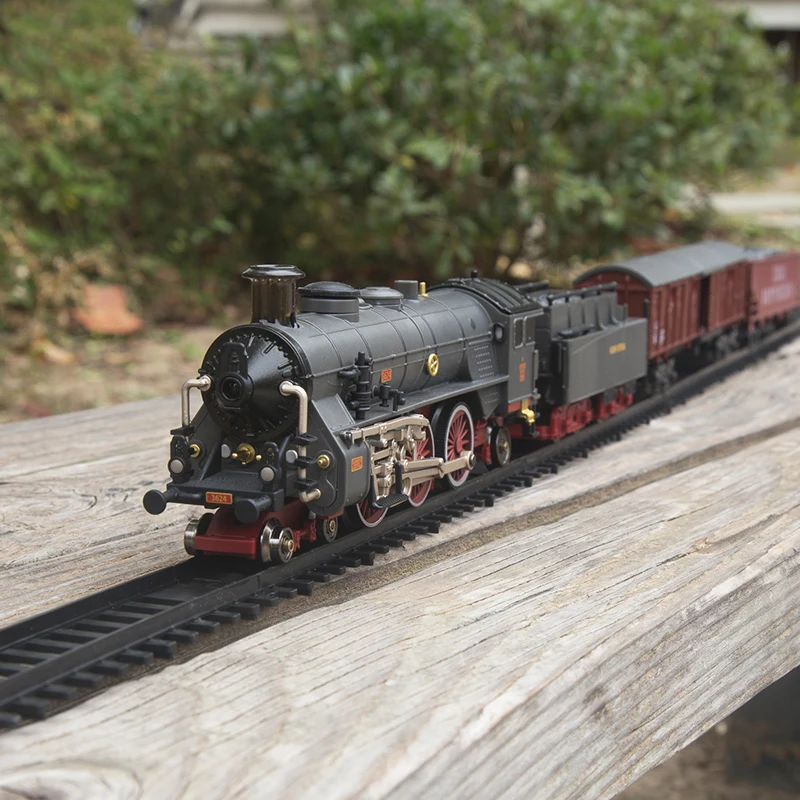 Add Water and Smoke Train Model Steam Locomotive Alloy Version Small Train Electric Toy Coal Car Freight Compartment