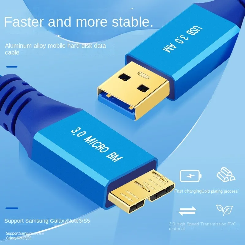 Micro B Cable USB 3.0 3A Fast Charging 5Gbps Data Cables External HDD Cable USB Cord for Samsung Hard Disk SSD Sata Cable