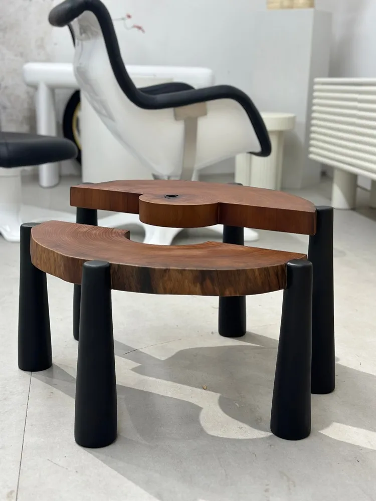 طاولة القهوة المتداخلة أثاث غرفة المعيشة طقم أريكة طاولة مركزية مستديرة طاولة قهوة من الخشب الصلب #6