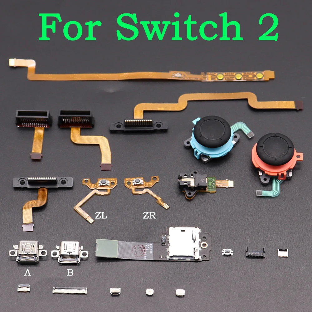 อะไหล่แท้สำหรับซ่อมเครื่องเล่นเกม Switch 2 จำนวน 1 ชิ้น ชิ้นส่วนซ่อมแท้ NS2 สายแอลซีดี ปลั๊กชาร์จ ช่องเสียบหูฟัง/พัดลม/ลำโพง