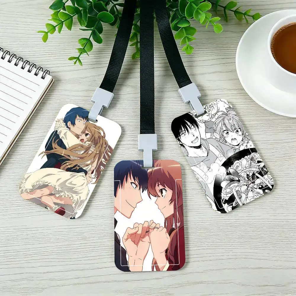 Toradora Anime Black Lanyard Card Holders Student Meal Cards And Campus Ids School