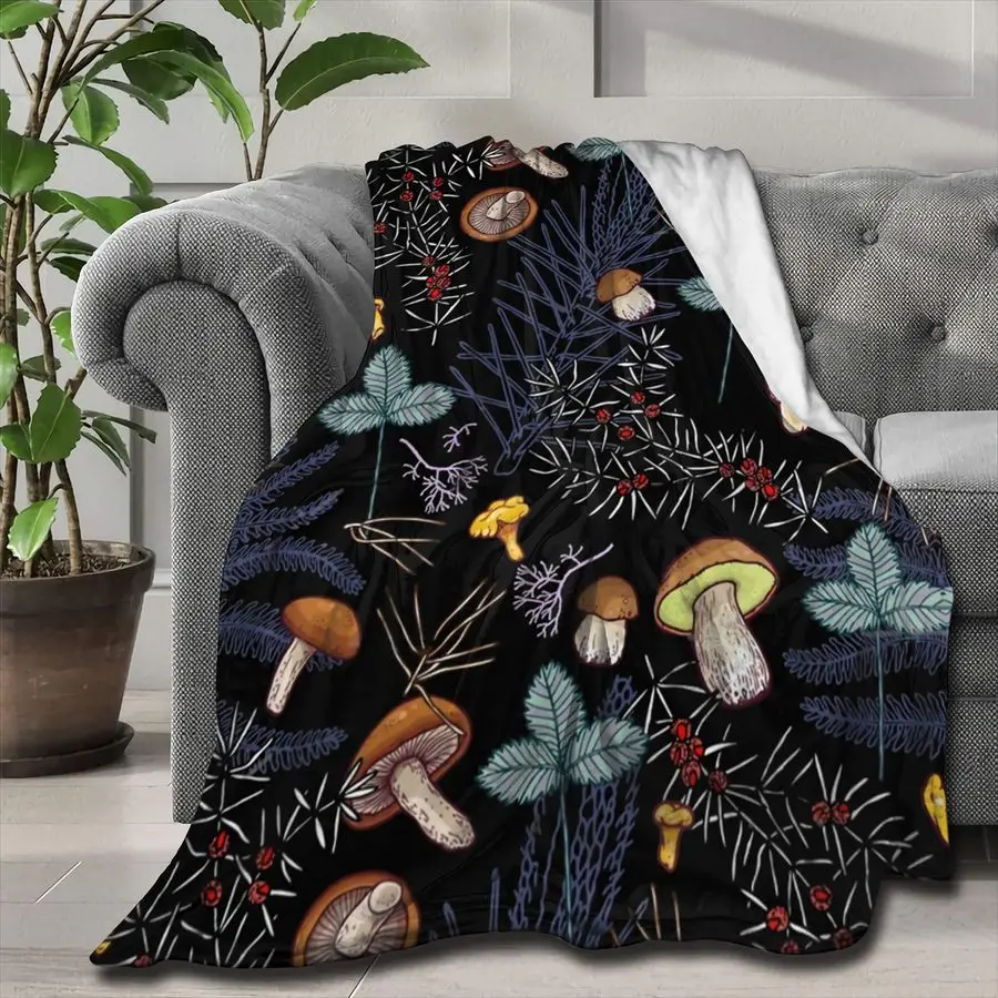 

Wild Forest Mushrooms Customized Blanket Soft and Lightweight Flannel Throw Suitable for Use in Bed, Living Room and Travel 80x6