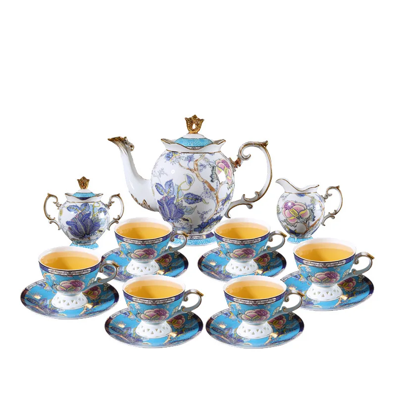 

Coffee cup and saucer set, light luxury bone china household modern flower tea cup gift box, Nordic ceramic afternoon tea set