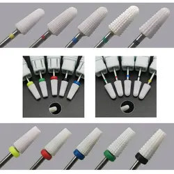 Ceramic 5 In 1 Nail Drill Bit Tapered Straight Cut Drill Bit Suitable for Acrylic Nail Glue 3/32