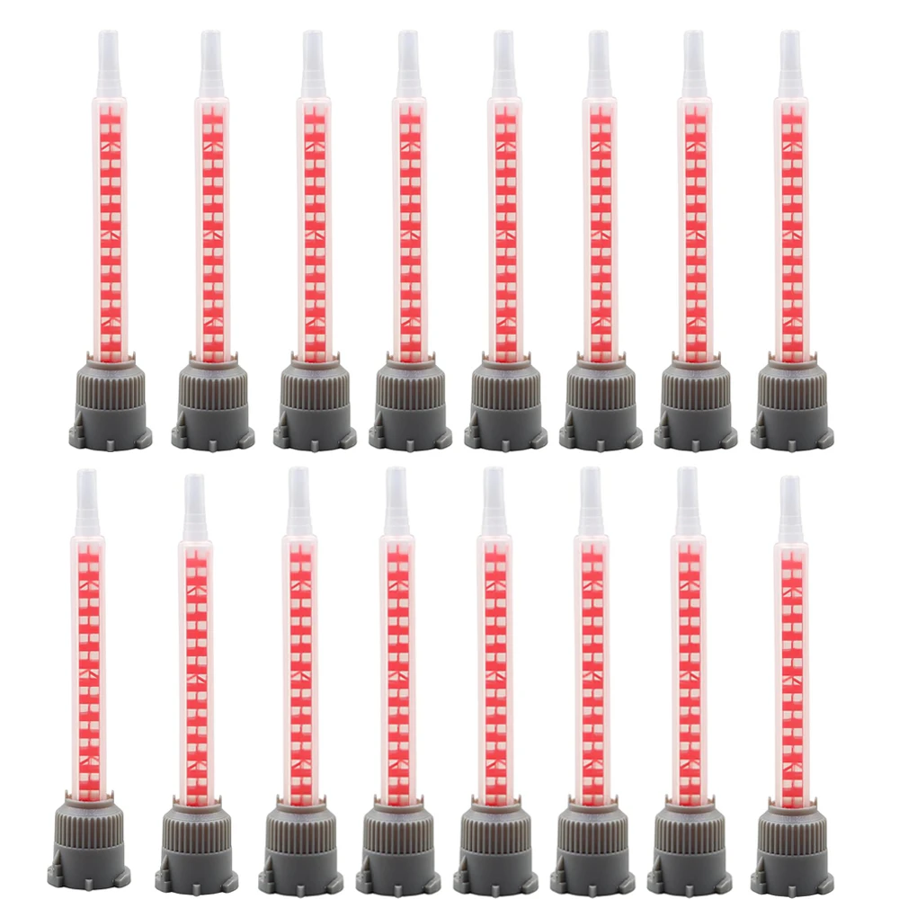 Red Epoxy Adhesive Mixing Nozzle Static Mixer Epoxy Mixing Tube Suitable for 2-Component Cartridges 10:1 Ratio 50pcs/100pcs