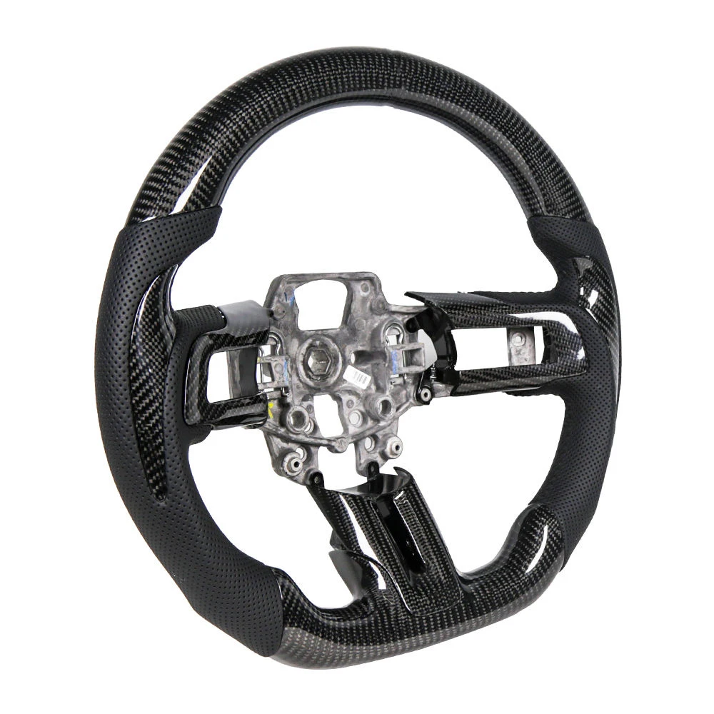 Steering Wheel Carbon Fiber Fit For Mustang EcoBoost 2015-2017 GT Shelby-Mustang GT350 GT350R 2.3L 5.0L