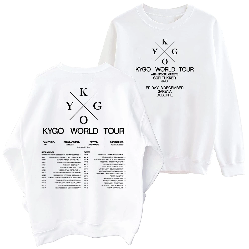 Kygo World Tour 2024 Sweatshirt Harajuku Round Neck Long Sleeve Oversized Tops Fans Gift Tops