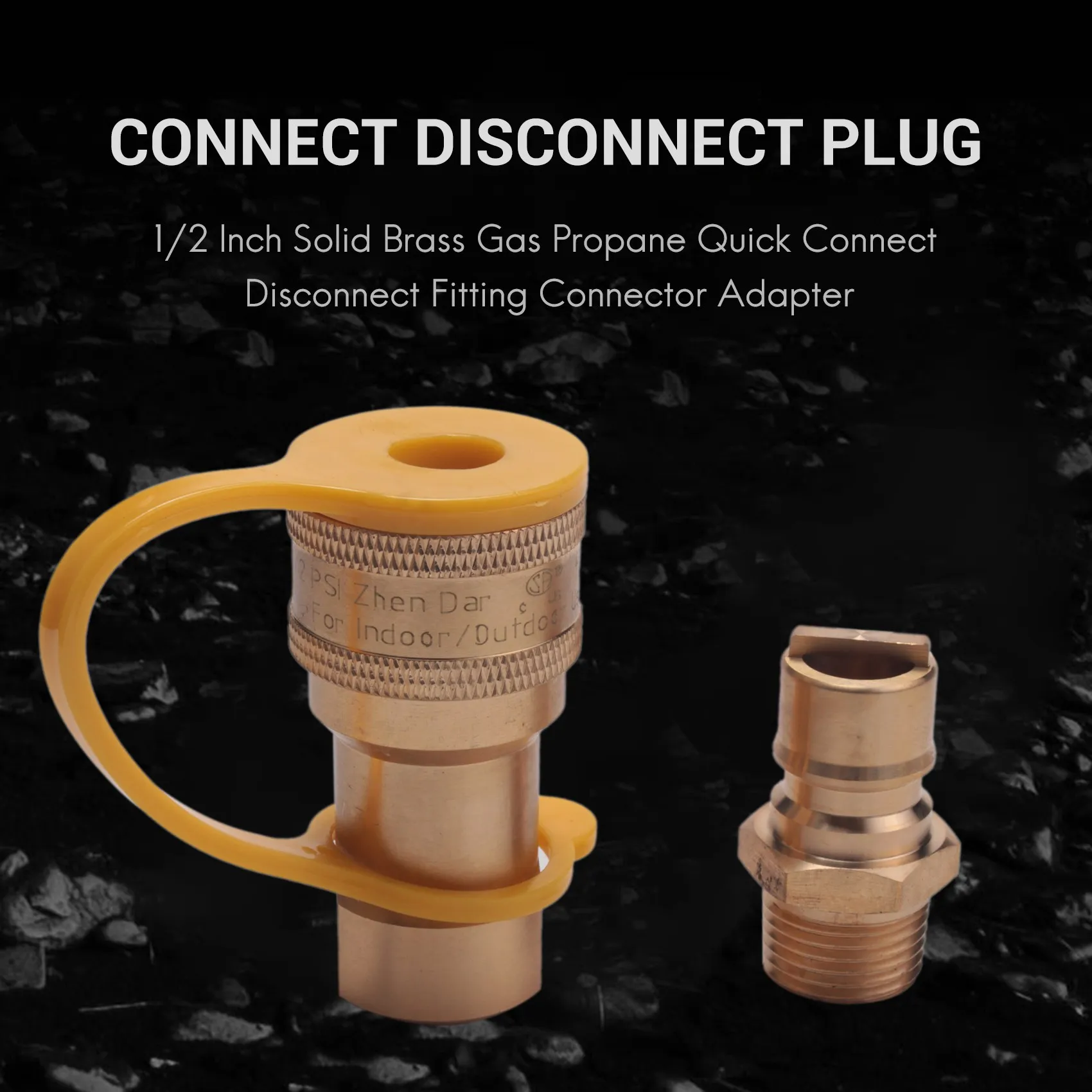 MLGB-1/2 Inch Solid Brass Gas Propane Quick Connect Disconnect Fitting Connector Adapter
