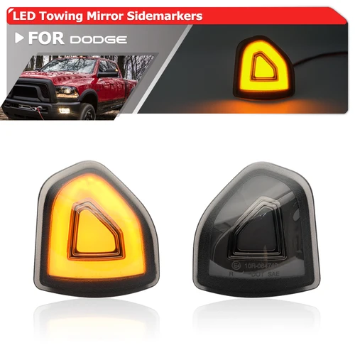 Luz LED ahumada para espejo retrovisor, señal de giro para 2010-2018 Dodge RAM 1500 2500 3500 4500 5500 2019 + 1500 Classic L & R, 2 uds.
