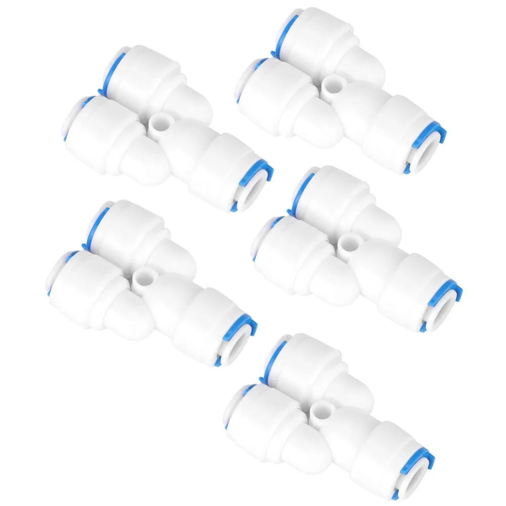 5PCS POM PE Pipe Connector White Y Tee Shape Water Purifier Connector Push-Fit G1/4 Thread PE Pipe Joint Water Purifier System