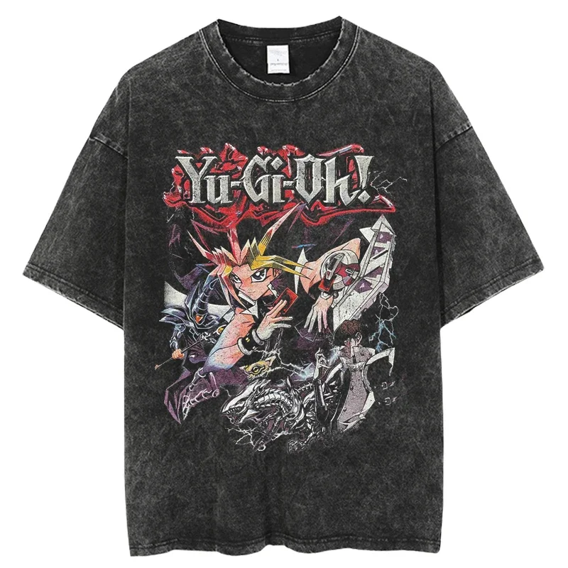 T Shirt Men Women Oversized T Shirt Crew Neck Tees Men's Harajuku Vintage T-shirt Hot  Japanese Anime Yu Gi Oh Print