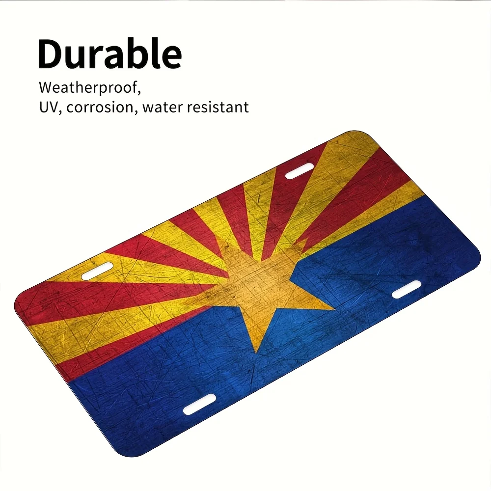 Vintage Arizona State Flag Aluminum License Plate - Matte Finish, Rustic Wall Art for Home, Cafe, Garage, or Garden Decor (), Ve