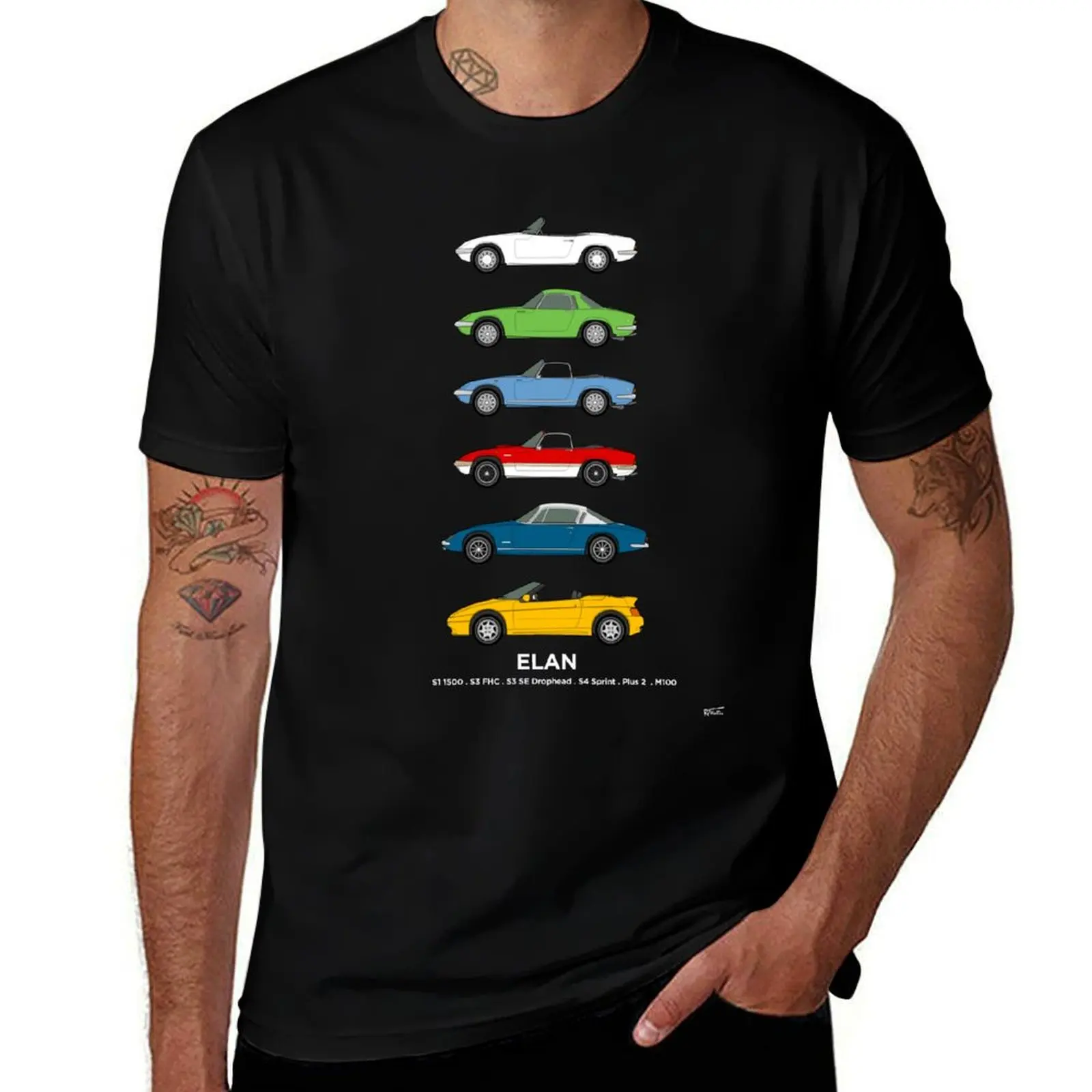 Elan Sportscar Classic Car Collection T-Shirt Trendiges bedrucktes Kurzarm-T-Shirt