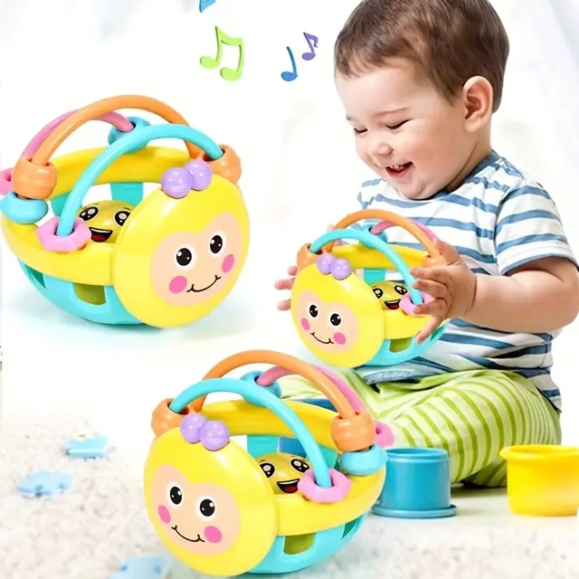 1 szt. 10 cm zabawka dla dziecka złap piłka Bendy Baby Walker grzechotki rozwijająca inteligencję piłka 0-12 miesięcy plastikowy dzwonek grzechotka lalka