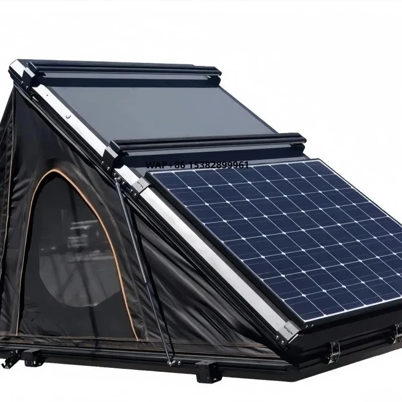 Offroad Camping Tent Upgraded Double Slots Solar Panel Aluminum Corners Hard Shell Triangle Car Roof Top Tent