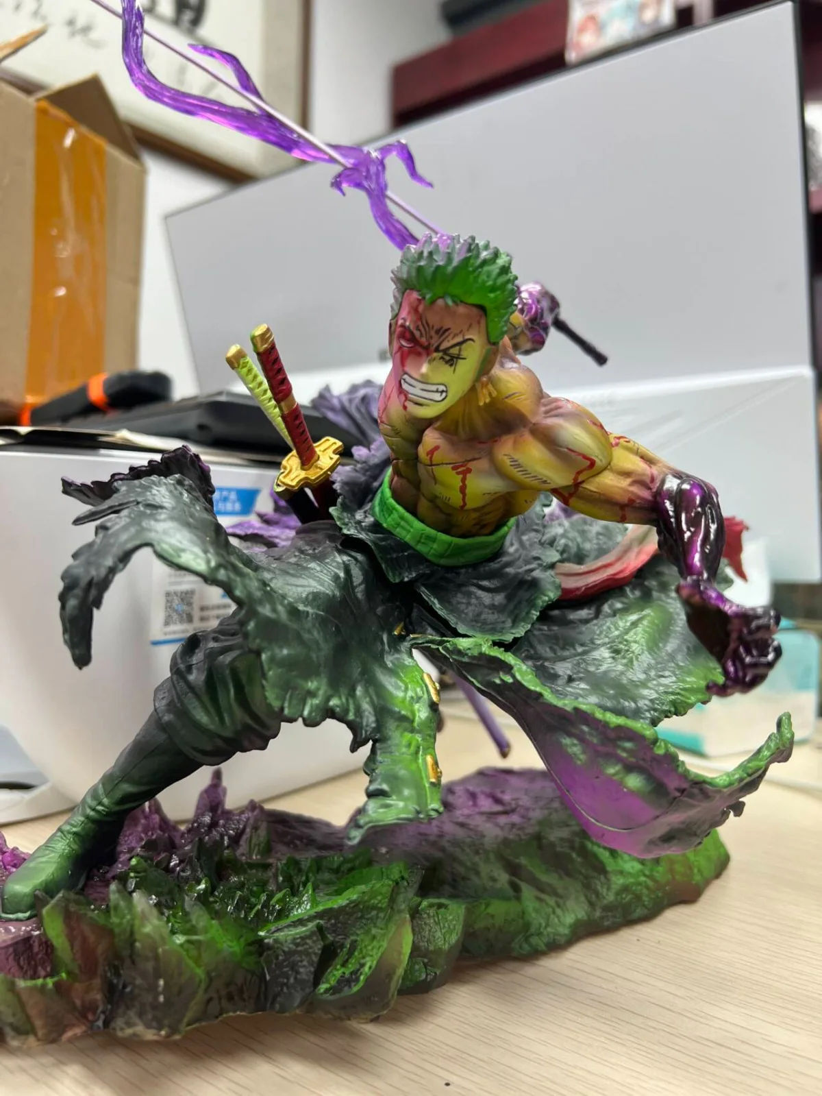 One Piece Anime Statua Bloody Zoro Statua a doppia testa Figura Squisita fattura Animazione Figura Statua Decorazione del desktop