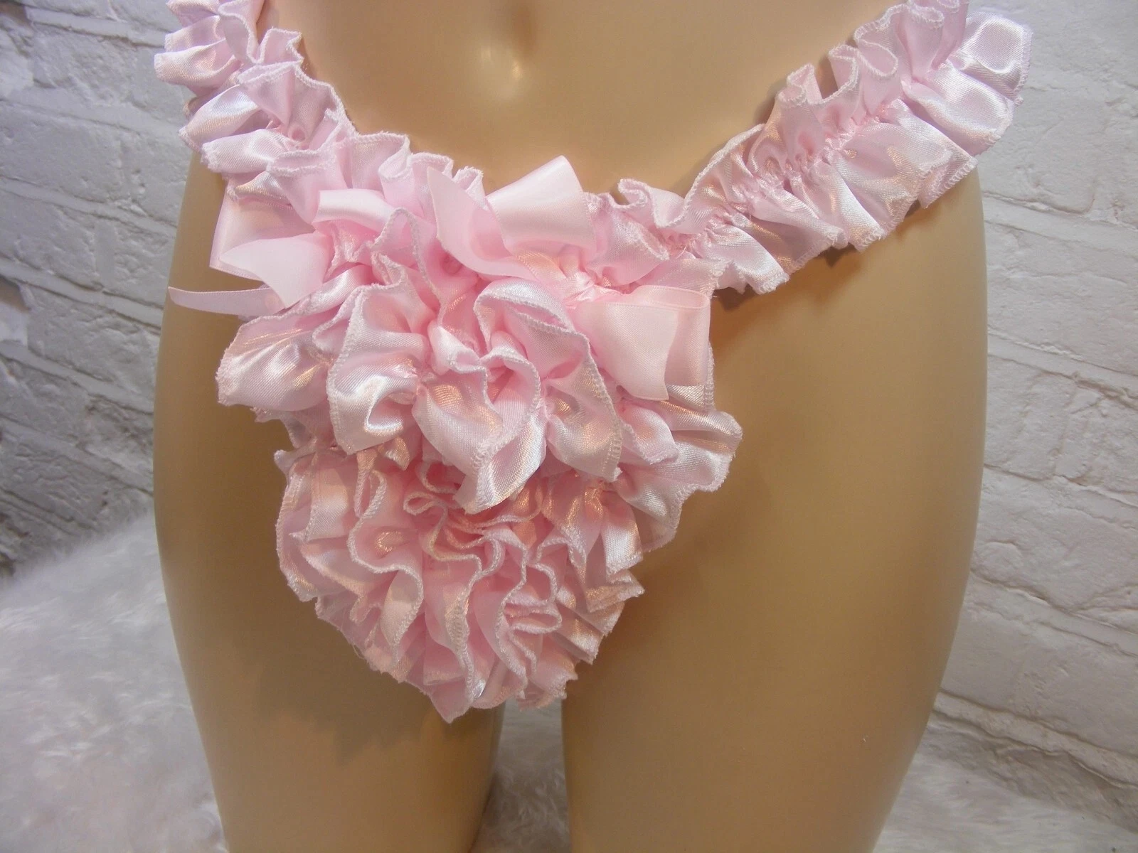 

Французское кружево с рюшами, сексуальное нижнее белье унисекс для взрослых, белое атласное сексуальное нижнее белье, мужское нижнее белье, стринги