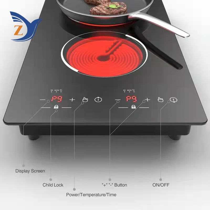 Fogão Duplo Vertical Eletromagnético, Forno de Alto Fogo, Elétrico, Temperatura Ajustável, Power Hot Plate, Fogão de Indução, ZY-23-1