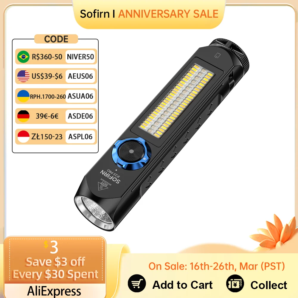 Sofirn IF23 PRO RGB Light 5000lm XHP70B Powerful LED Flashlight 21700 5V 3A USB C Rechargeable Torch with Magnetic