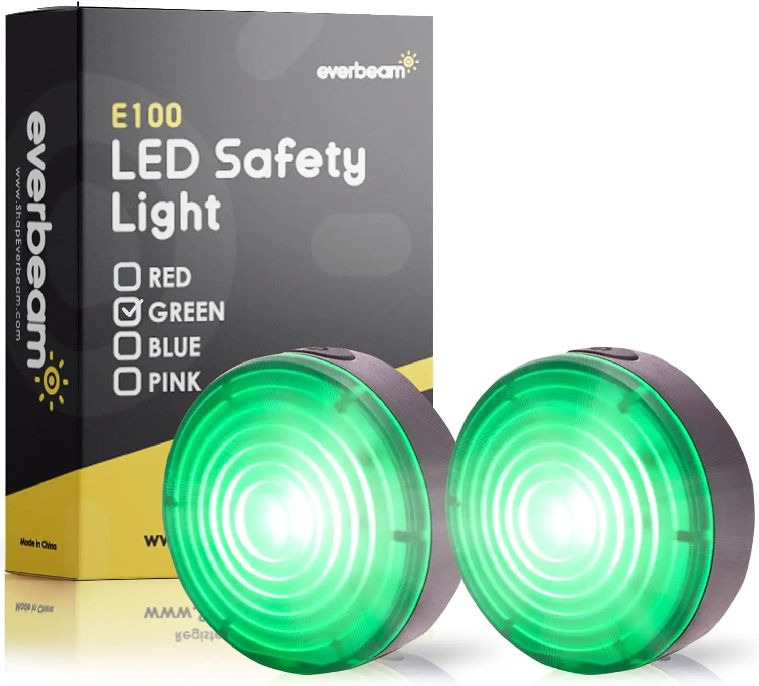 Safety Lights for Walking at Night - Waterproof Bike LED Light for Runners, Cycling, Dog Walking, Kayaking - Bright Clip On Light with Straps, 2 Pack, Green