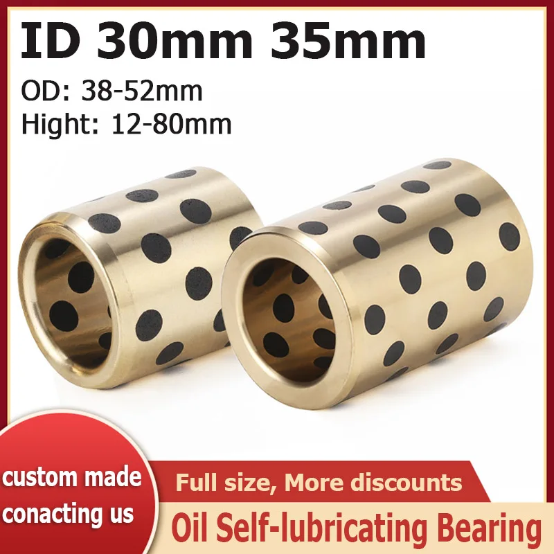 

1pcs Graphite Copper Sleeve ID 30mm 35mm Ball Bearing OD 38-52mm Length 12-80 Brass Bearing Bushing Oil Self-lubricating Bearing