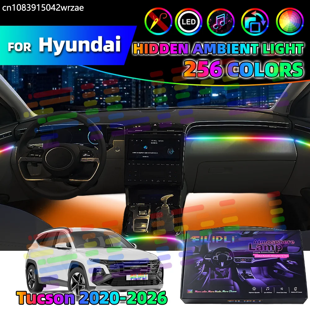 

Ambient LED For Hyundai Tucson 2020-2026 Years Car Acrylic Lights Auto Interior Colorful Atmosphere Lights Strip APP Control