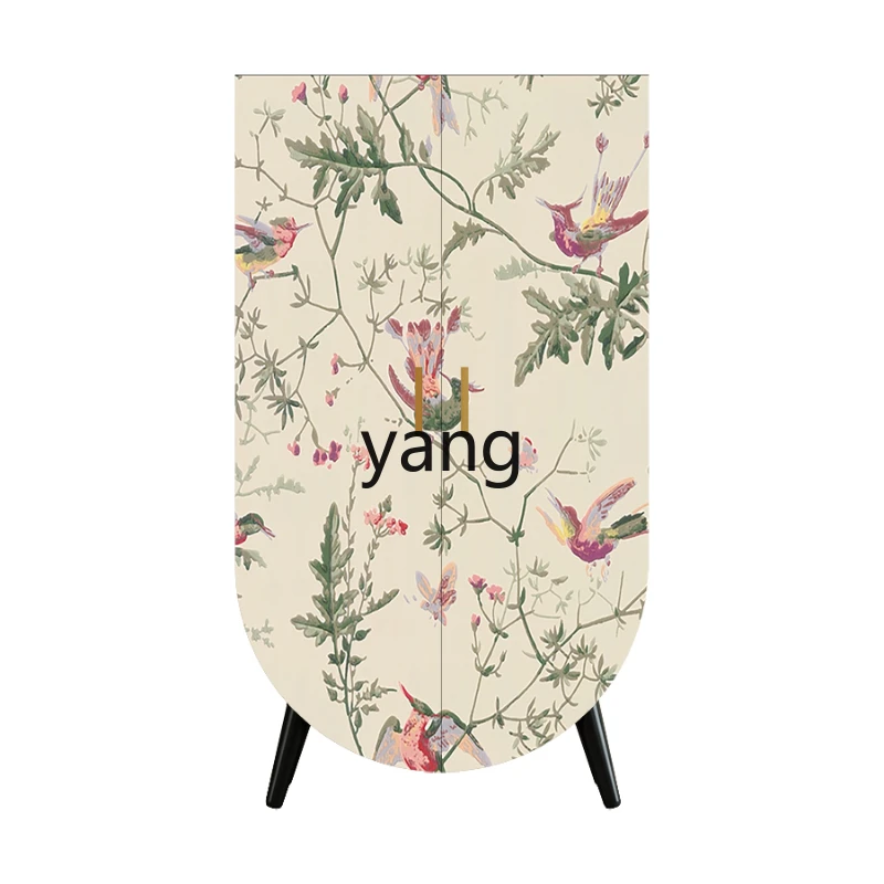 

Yjq Entrance Curio Cabinet Cream Style Flower and Bird Home Wall Integrated Multifunctional Solid Wood Bedroom Wardrobe