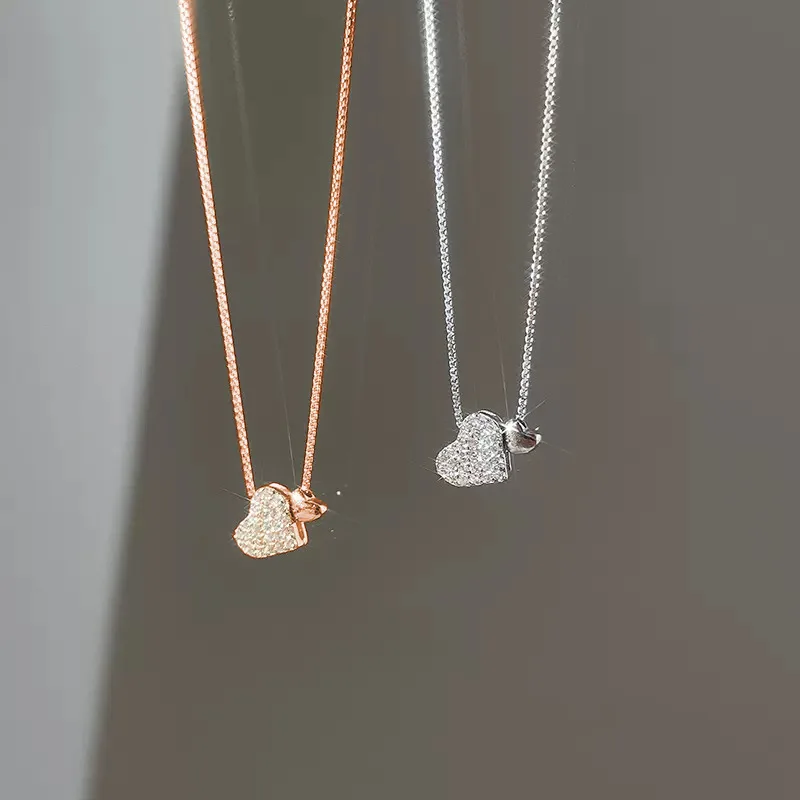 Herz-Halskette aus 925er-Sterlingsilber, Persönlichkeits-Charm, geometrische Form, Anhänger, Halsband, Geburtstagsgeschenk für Frauen, exquisiter Schmuck