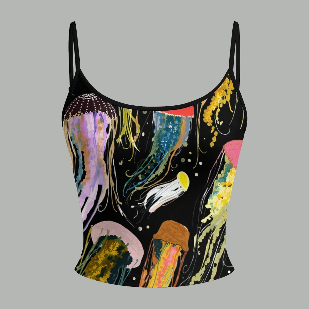 PLstar Cosmos New 3D-Printed Colorful Dreamy Jellyfish Artistic Style Tank Top & Wide-Leg Pants Two-Piece Set