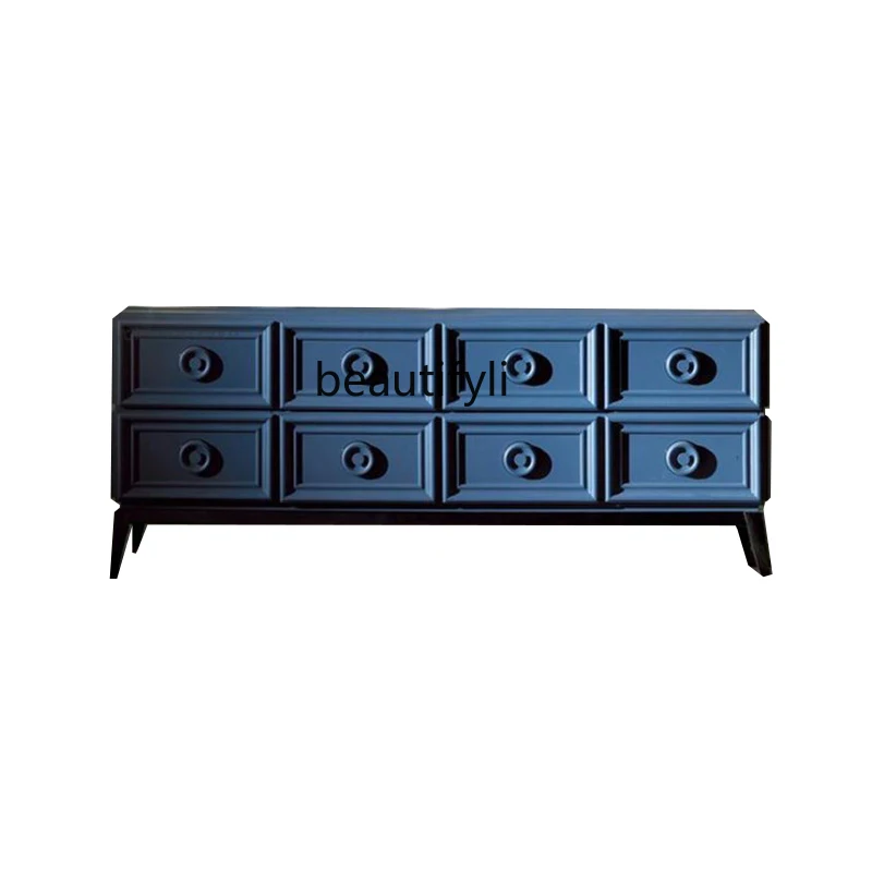 

American light luxury solid wood TV cabinet High post-modern living room European TV cabinet