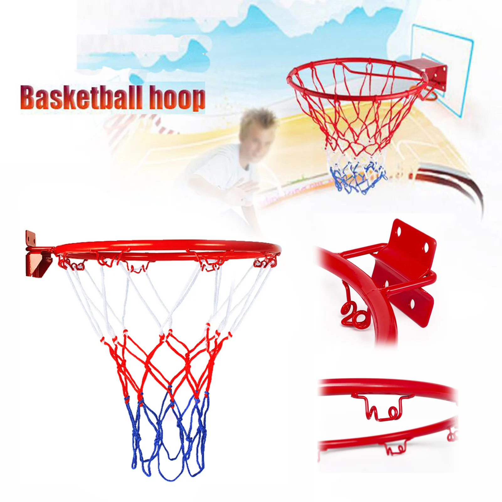 32CM Basketball Rim Bright Color Paint Coated Weatherproof Wear-resistant Basketball Rim for Cultivating Children's Interest in
