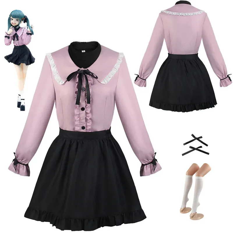 hhh 2025 مصاص دماء ميكو تأثيري حلي شعر مستعار أنيمي الوردي Kawaii فستان قميص دعوى فتاة النساء هالوين موحدة الملحقات