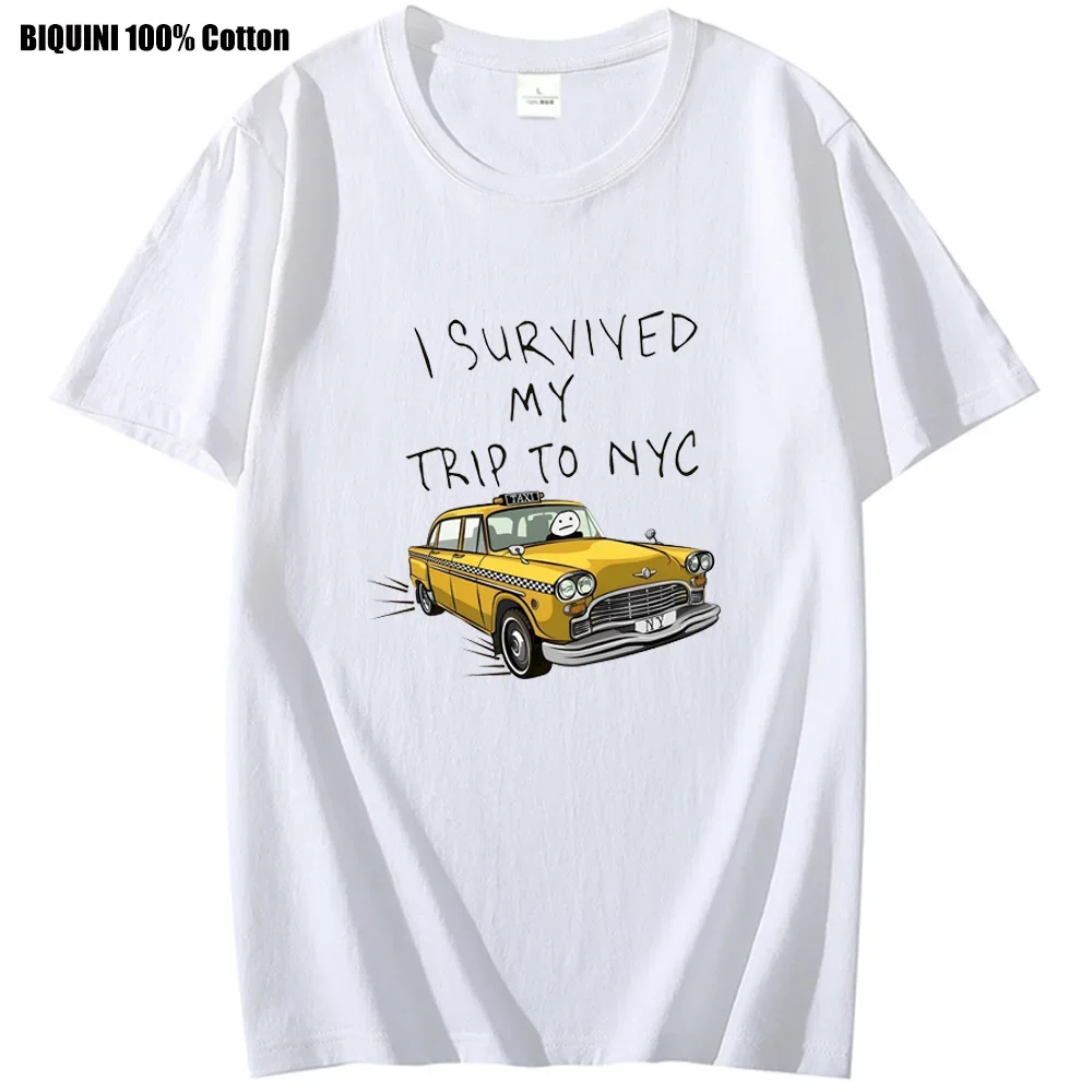 Camisetas del mismo estilo de Tom Holland, camisetas con estampado I Survived My Trip To NYC, ropa informal 100% de algodón, camiseta de moda Unisex