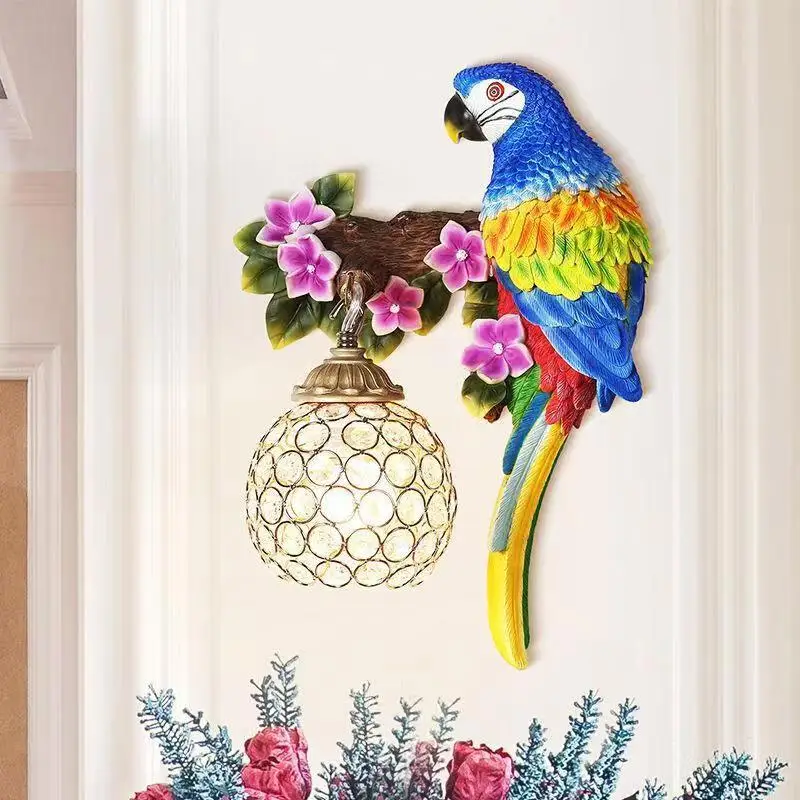 SOFITY Modern Parrot Wall Lamp LED Indoor Criativo Resina Lifelike Sconce Luz para Home Sala Decoração Do Corredor