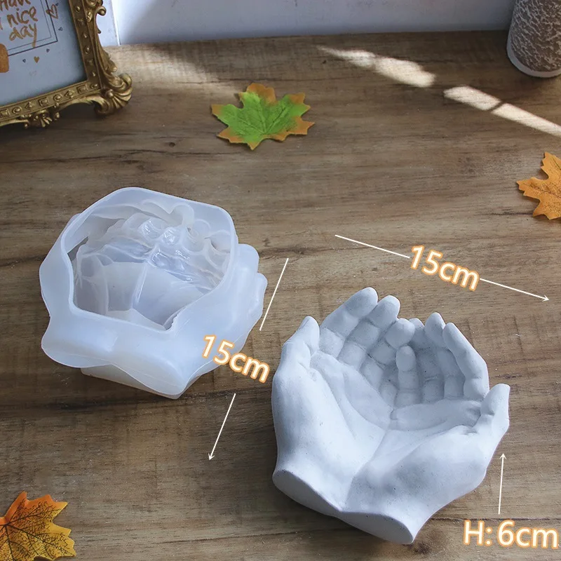 3D Hand Plaster Silicone Mold For Resin Casting DIY Crafts Jewelry Storage Candle Holder Cement Flower Pot Home Decoration Gift