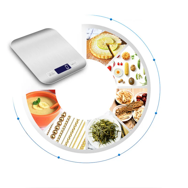 Digital Kitchen Scale High Precision LED Display Stainless Steel Panel Electronic Scale For Home Food Snack Weighing Baking Tool