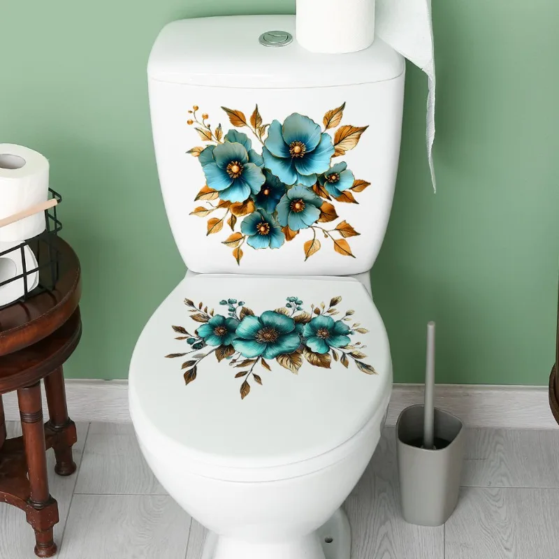 Home Decoration Embossed Flower Leaf Stickers Self-Adhesive For Toilet Lid Bathroom Bedroom
