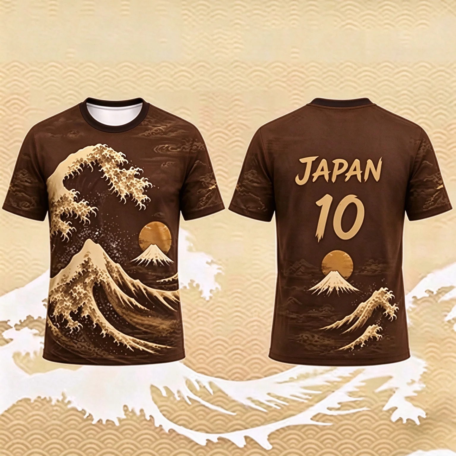 JAPAN No.10 Fuji Great Wave Football Jersey, Loose Breathable Fan Commemorative Sports Top For Men Women Multi Color Available